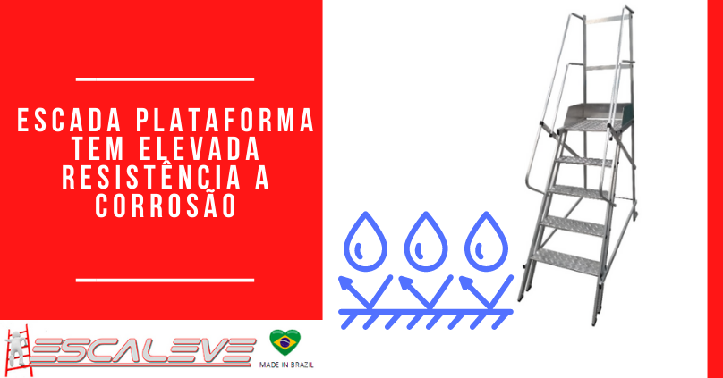 Escada plataforma tem elevada resistência a corrosão